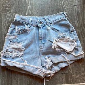Custom Lee high rise jean shorts